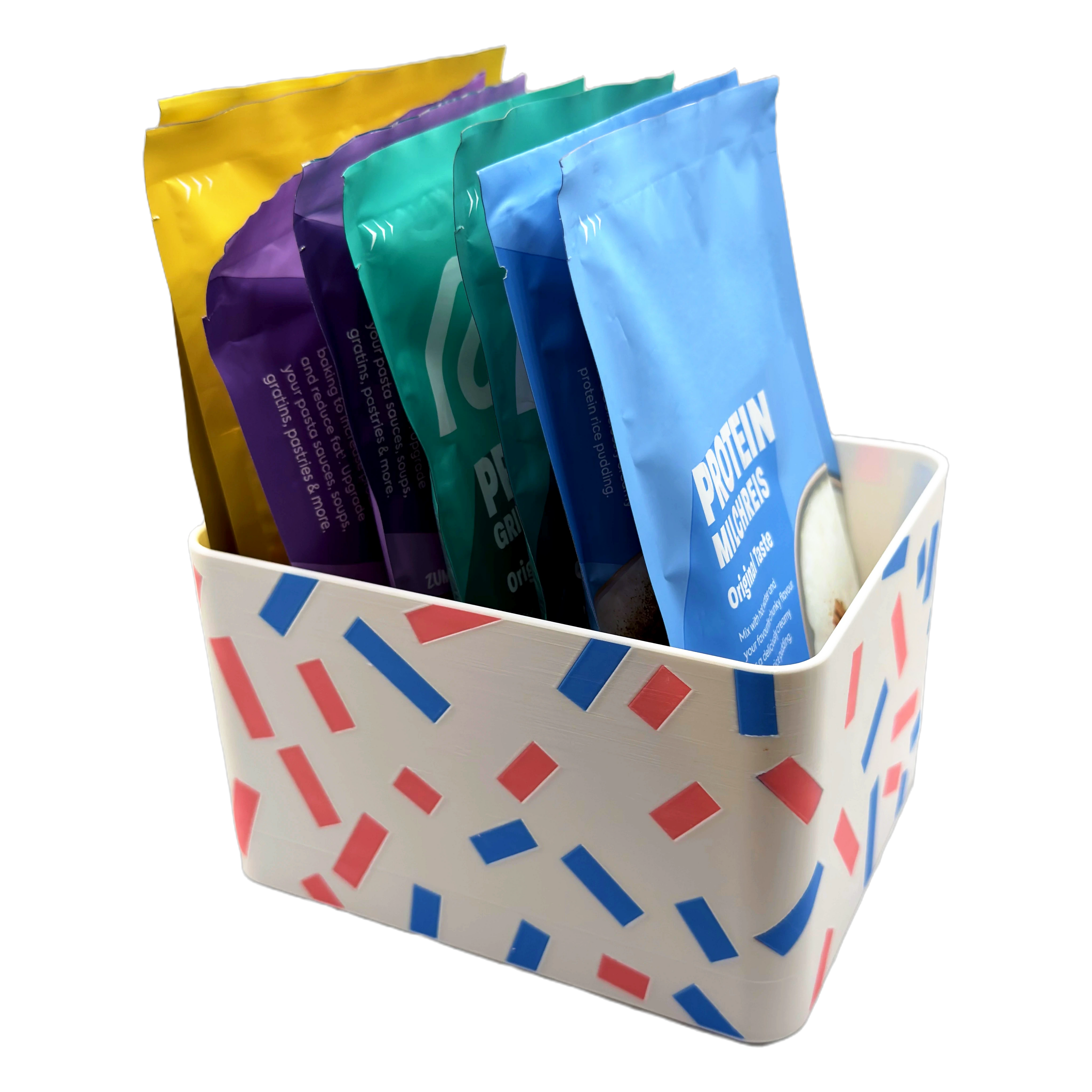 Sachet Box Leopard – 3D-printed storage box for portion sachets – product view 2