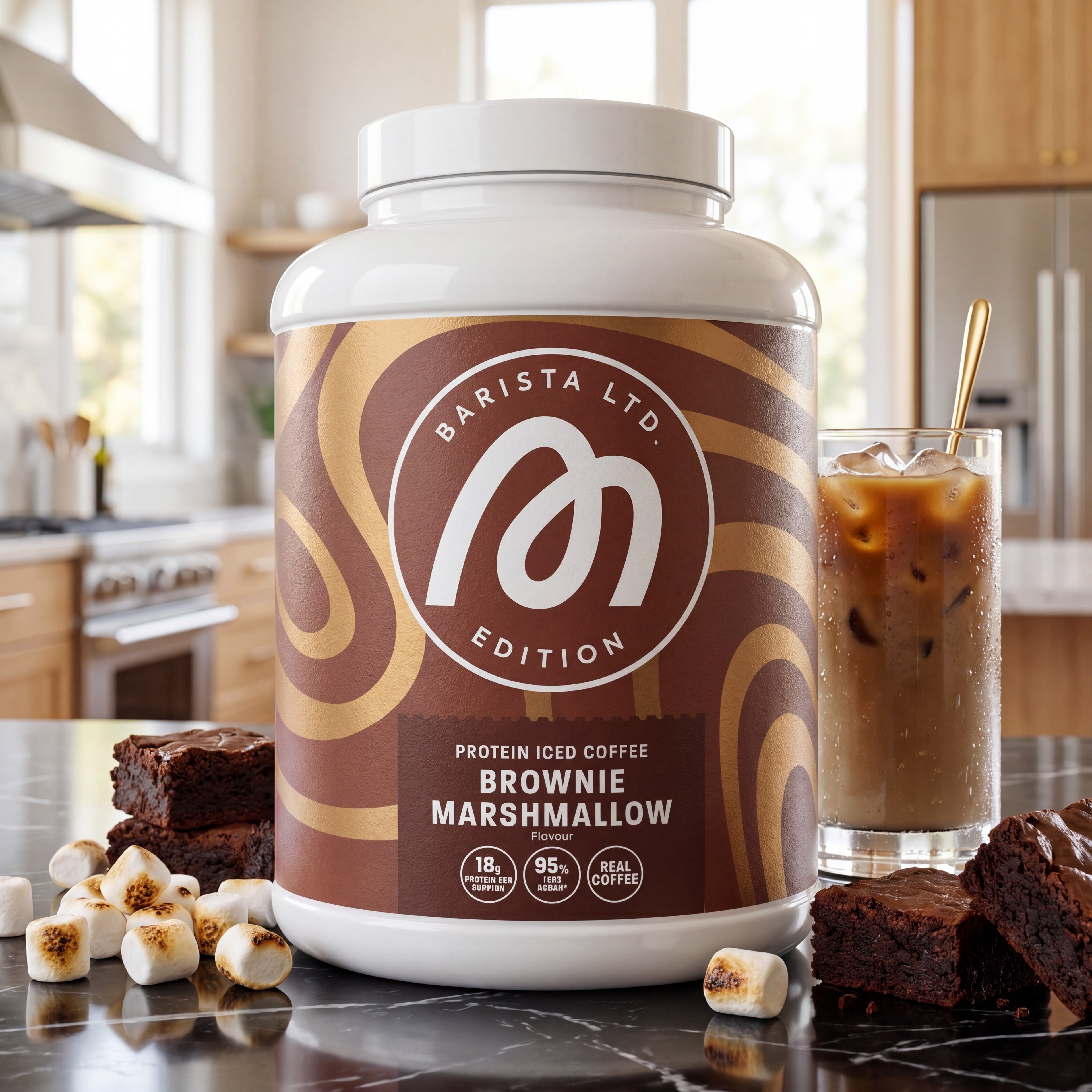 Protein Iced Coffee Brownie Marshmallow – High-Protein-Eiskaffee-powder von More Nutrition (Bild 2)