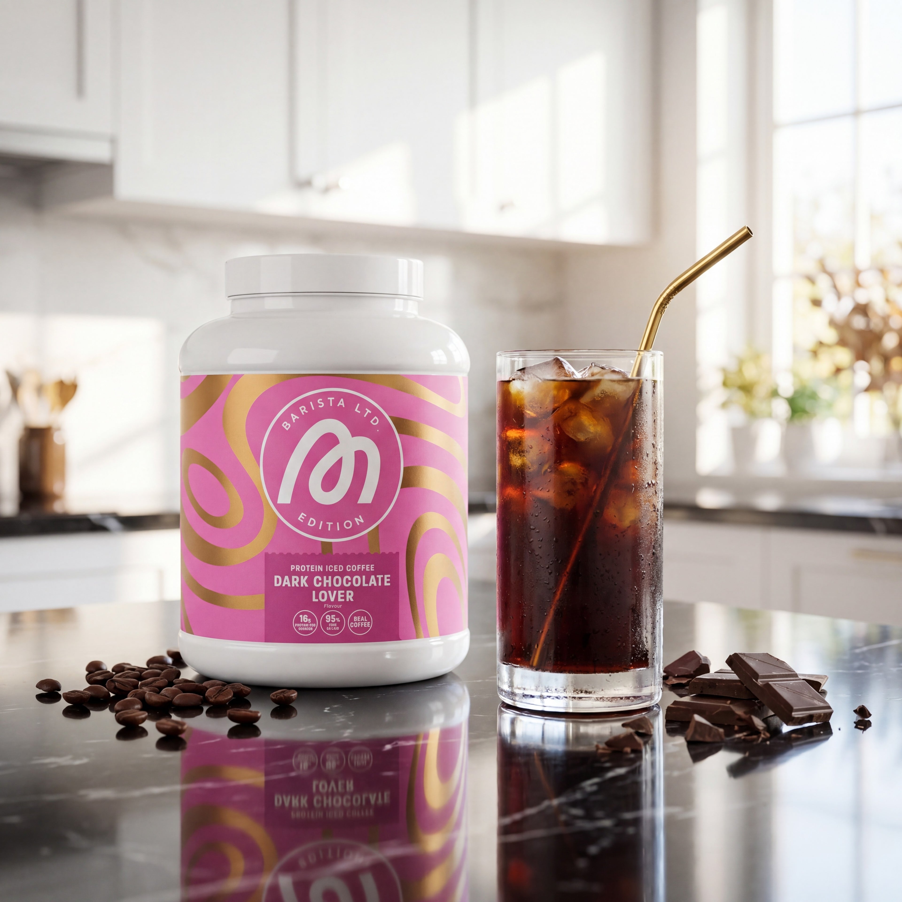 Protein Iced Coffee Dark Chocolate Lover – High-Protein-Eiskaffee-polvo von More Nutrition (Bild 2)