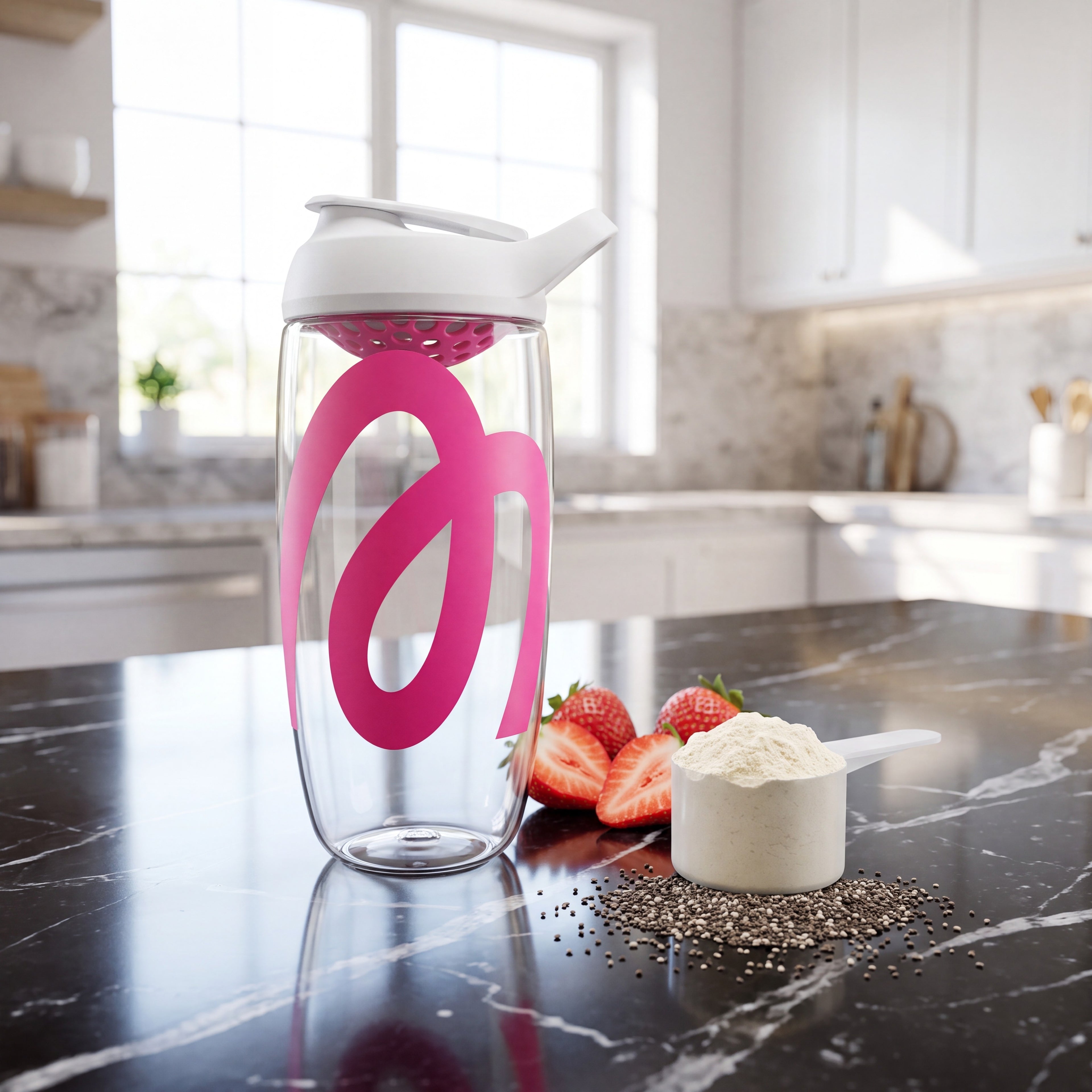 More Shaker White Pink Monogram – fitnessdrinkfles