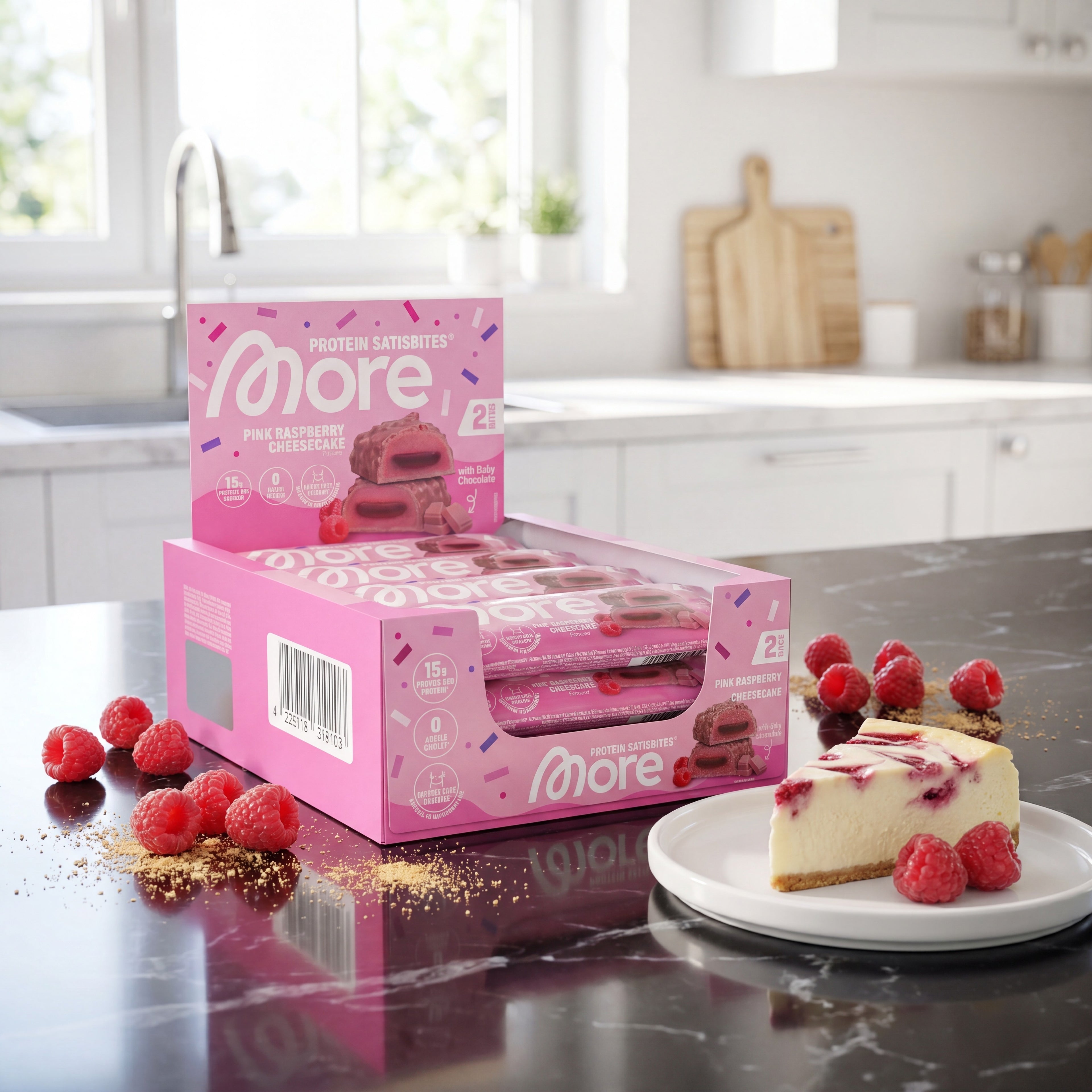 Satisbites Pink Raspberry Cheesecake (Pink Design) – barretta proteica