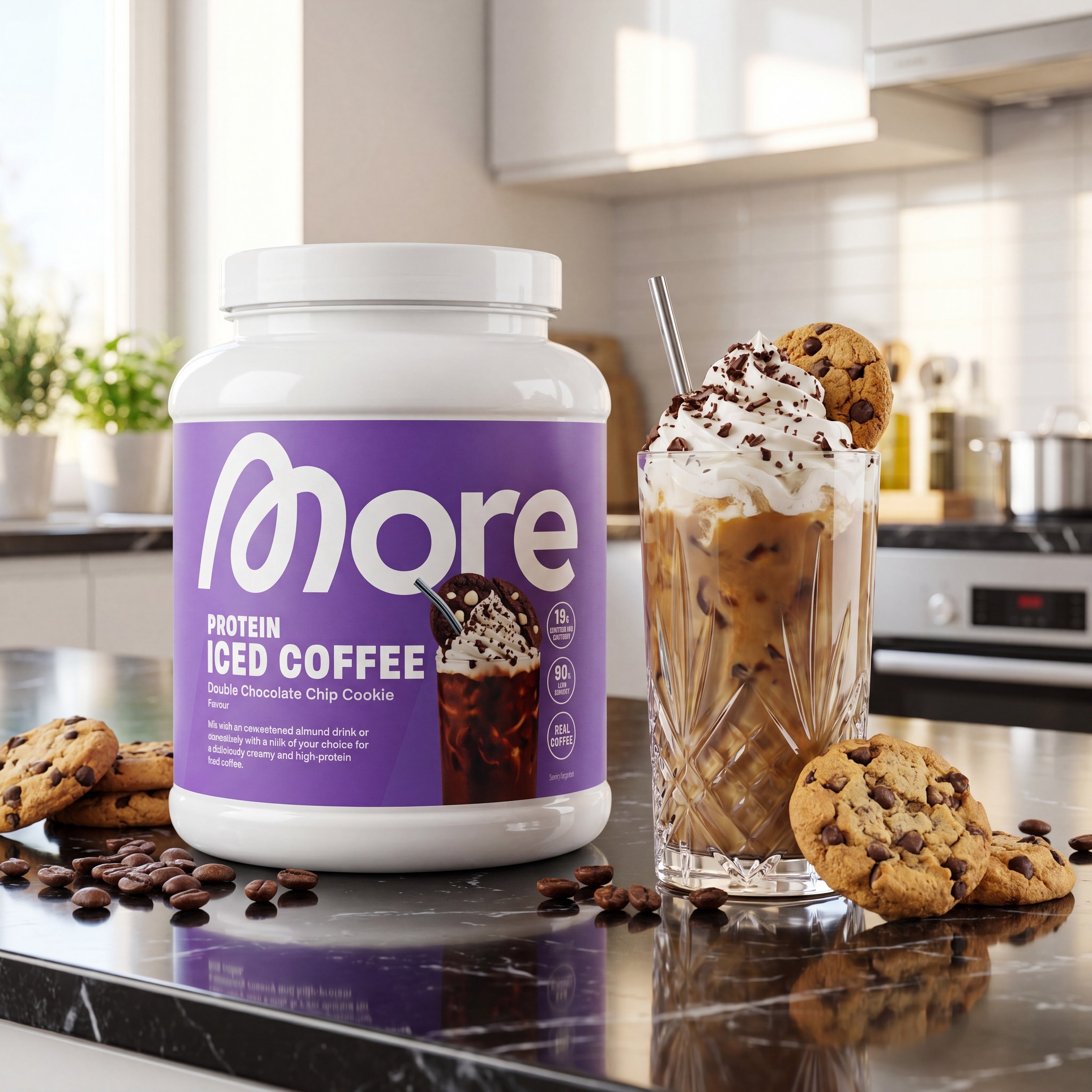 Protein Iced Coffee Double Chocolate Chip Cookie – Whey-Eiskaffee Dose 500 g