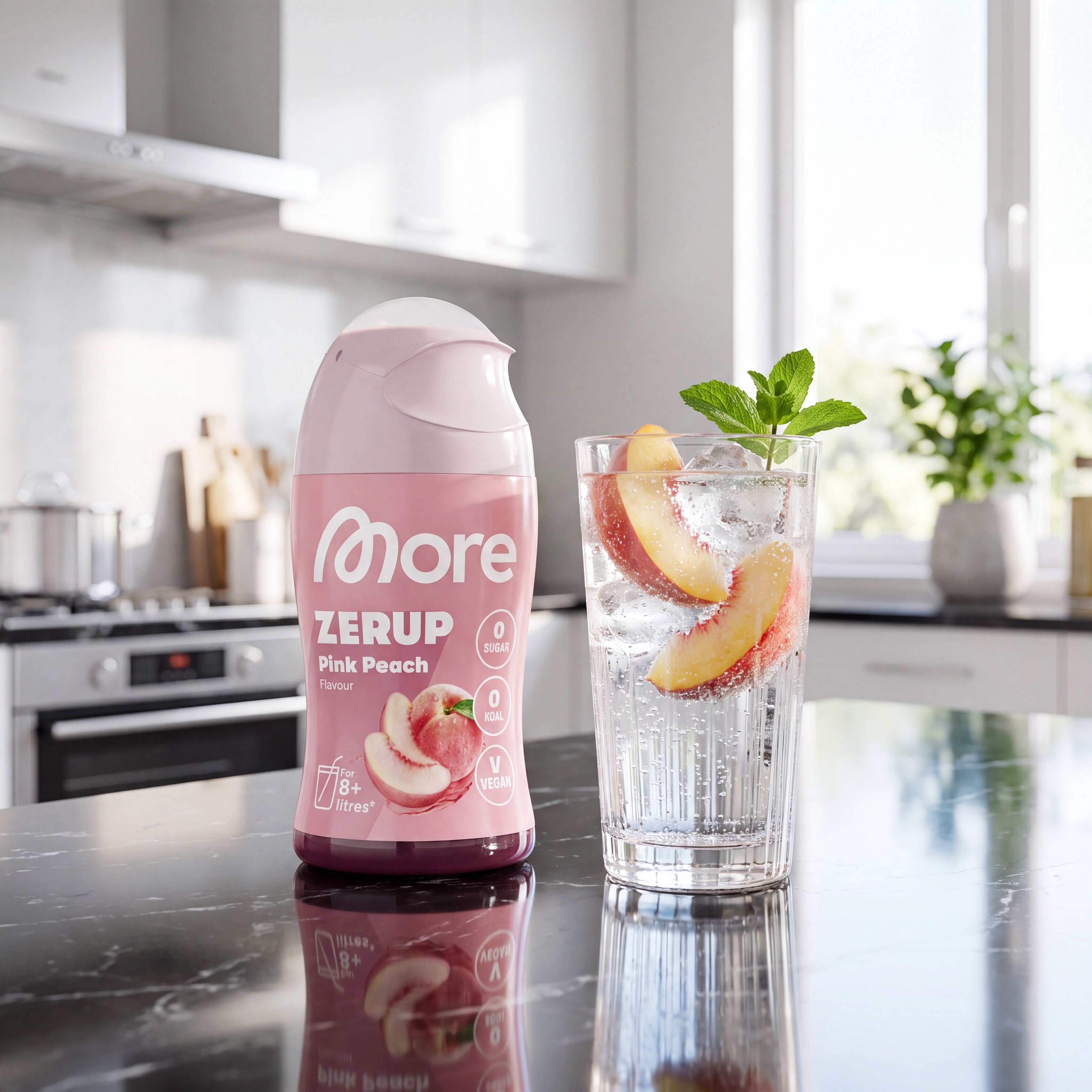Zerup Pink Peach – suikervrije drankensiroop
